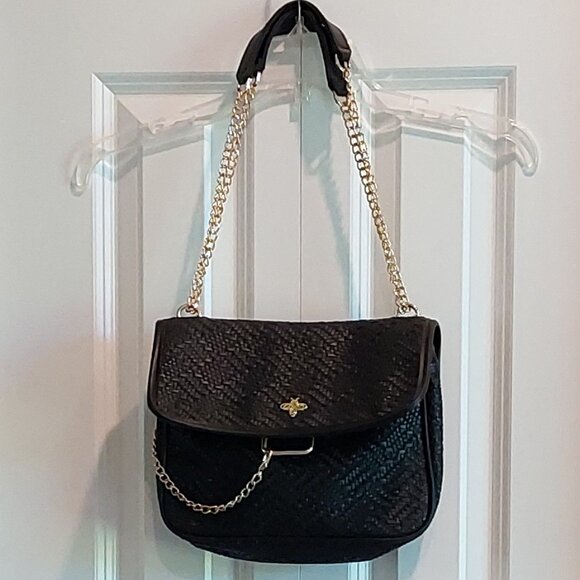Lucky Bees Black Shoulder Purse - Picture 1 of 16